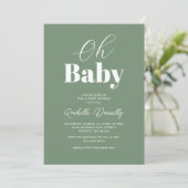 Hedendaagse Saliegroene Baby Shower Kaart (Staand voorkant)