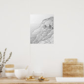 Hedendaagse Santorini Line Art in zwart-wit Poster (Keuken)