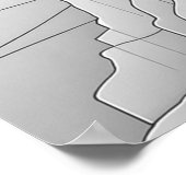 Hedendaagse Santorini Line Art in zwart-wit Poster (Hoek)