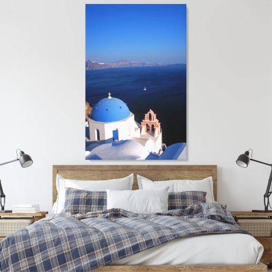 Hedendaagse Santorini stretched canvas print (Insitu (Slaapkamer))