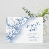 Hedendaagse Savannah Georgia Plattegrond Trouwdag Save The Date (Staand voorkant)