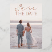 Hedendaagse Save the Date Roze Goud Echt Folie Uitnodiging (Voorkant)