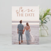 Hedendaagse Save the Date Roze Goud Echt Folie Uitnodiging (Staand Voorkant)