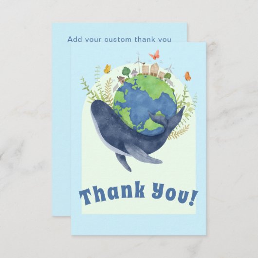 Hedendaagse Schattigee blauwe vinvis Bedankkaart (Voorkant / Achterkant)