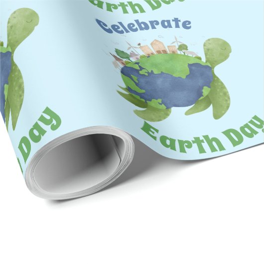 Hedendaagse Schattigee Earth Day Zee Schildpad Cus Cadeaupapier (Rol Hoek)