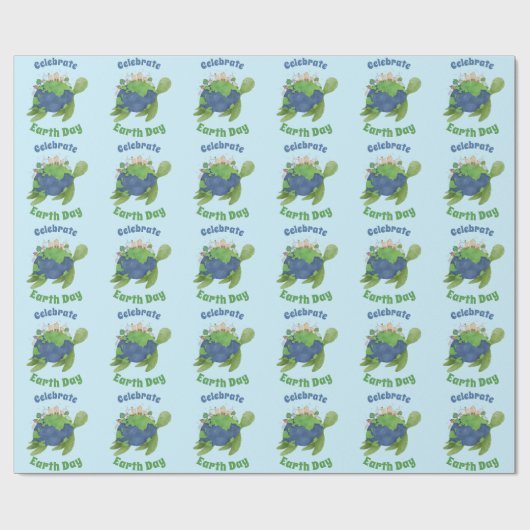 Hedendaagse Schattigee Earth Day Zee Schildpad Cus Cadeaupapier (Vlak)