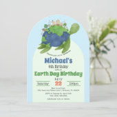 Hedendaagse Schattigee Earth Day Zee Turtle verjaa Kaart (Staand voorkant)