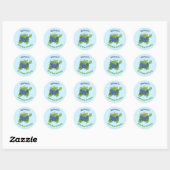Hedendaagse Schattigee Earth Day Zee Turtle verjaa Ronde Sticker (Vel)