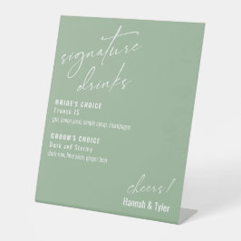 Hedendaagse Signature Dranken Saliegroen Reclamebord Met Voetstuk