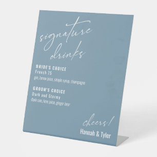 Hedendaagse Signature Dranken Stofblauw Reclamebord Met Voetstuk