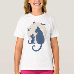Hedendaagse Silhouet Kat en Kitten T-shirt
