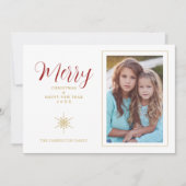 Hedendaagse slanke Kerstmis Sneeuwvlok Foto Feestdagenkaart (Voorkant)