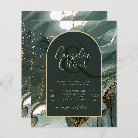 Hedendaagse Smaragdgroene Gouden Agaat Marmeren Br (Voorkant / Achterkant)