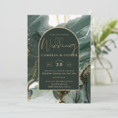 Hedendaagse Smaragdgroene Gouden Agaatmarmeren Bru Kaart (Staand voorkant)