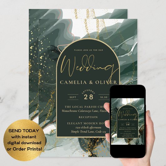 Hedendaagse Smaragdgroene Gouden Agaatmarmeren Bru Kaart