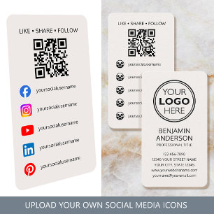 Hedendaagse sociale media logo QR-code off-white Visitekaartje