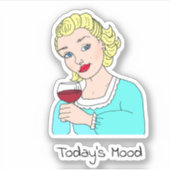 Hedendaagse Stemming, Retro Dame met Glas Rode Wij Sticker (Voorkant)