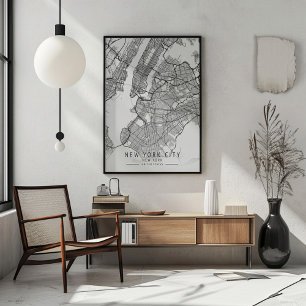 Hedendaagse straatkaart van New York City ongefram Poster