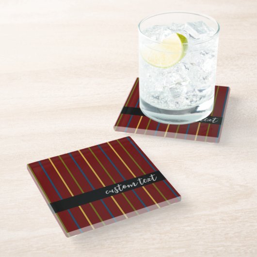 HEDENDAAGSE STRIPE RICH RED VERTICAL LINES SCRIPT GLAZEN ONDERZETTER (Schuin)