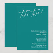 Hedendaagse Take Two! Teal Uitgestelde Trouwkaart Kaart (Voorkant / Achterkant)