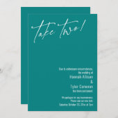 Hedendaagse Take Two! Uitgestelde Trouwkaart Teal Kaart (Voorkant / Achterkant)