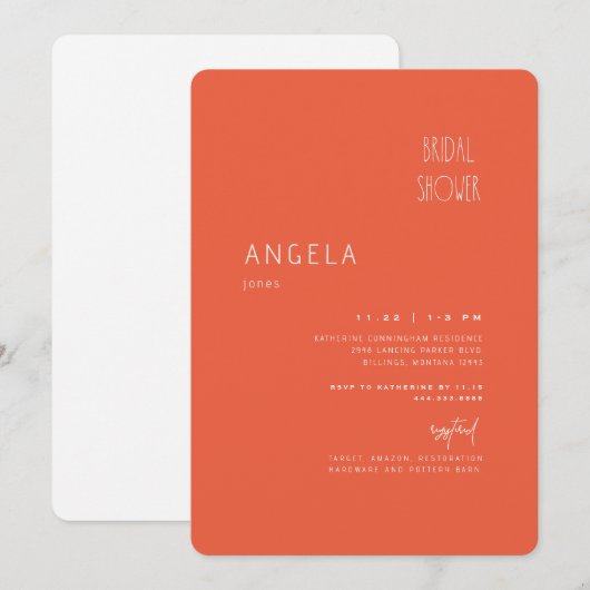 Hedendaagse Tangerine afgerond Vrijgezellenfeest I Kaart (Voorkant / Achterkant)