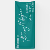 Hedendaagse Teal De Nacht Voor Welkomst Spandoek (Verticaal)