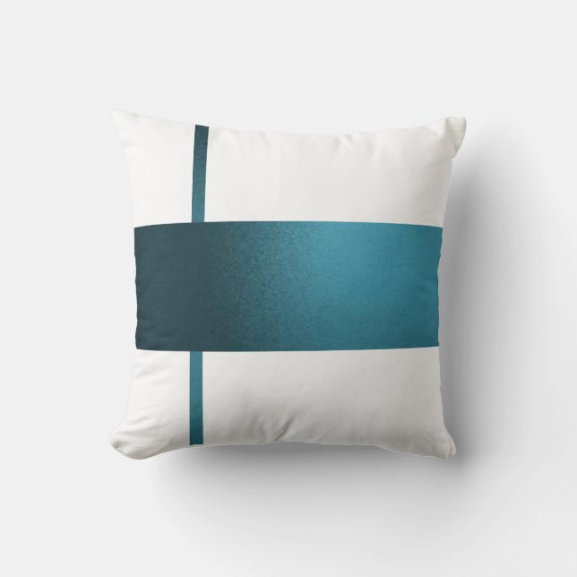 Hedendaagse Teal Streep Witte Kussen- Kussen (Voorkant)