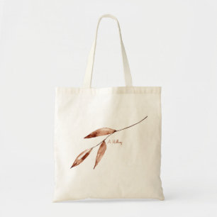 Hedendaagse Terracotta Aangepaste Naam Loof Steel Tote Bag