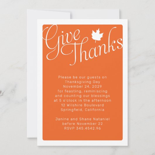 Hedendaagse Thanksgiving Dinner Invitation Kaart (Voorkant)
