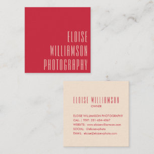Hedendaagse Trendy Chic Krachtige Typografie Rood Vierkante Visitekaartje