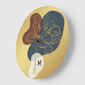 Hedendaagse trendy monogram gouden grillige bloeme grote klok (Hoek)