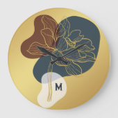 Hedendaagse trendy monogram gouden grillige bloeme grote klok (Voorkant)