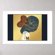 Hedendaagse trendy monogram gouden grillige bloeme