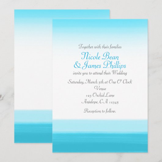 Hedendaagse Trouwuitnodigingen met Blauwe Aquarel Kaart (Voorkant / Achterkant)