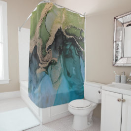 Hedendaagse turquoise Blauwgroen groen zwart Douchegordijn