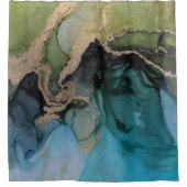 Hedendaagse turquoise Blauwgroen groen zwart Douchegordijn (Voorkant)