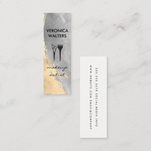 Hedendaagse twee toon geborstelde make-up tools mini visitekaartje (Voorkant / Achterkant)