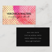 Hedendaagse tweekleurige geborstelde polka stippen visitekaartje (Voorkant / Achterkant)