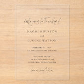 Hedendaagse typografie Elegante bruiloft Acryl Uitnodigingen (Voorkant)