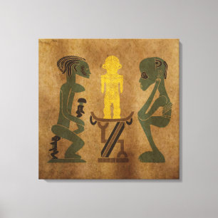 Hedendaagse vintage Afrikaanse stamtaferelen Canvas Afdruk
