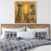 Hedendaagse vintage Afrikaanse stamtaferelen Canvas Afdruk (Insitu (Slaapkamer))