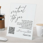 Hedendaagse virtuele fooienpot QR-code wit Reclamebord Met Voetstuk (Insitu)