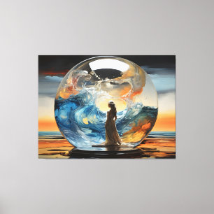 Hedendaagse visie moderne vrouw in een glazen bol  canvas afdruk