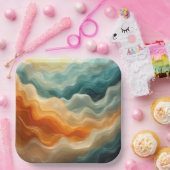 Hedendaagse vloeistofgolf Abstract Papieren Bordje (Feest)