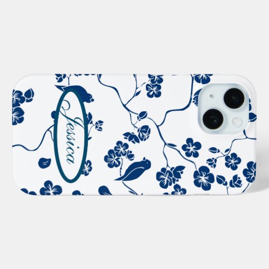 hedendaagse vogels en planten Case-Mate iPhone case (Achterkant (horizontaal))