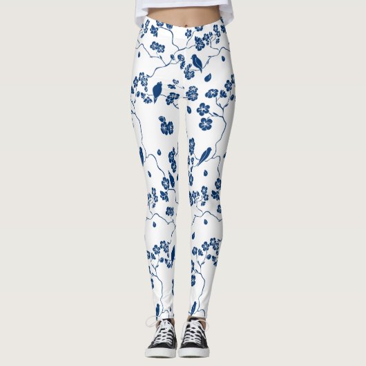 hedendaagse vogels en planten leggings (Voorkant)