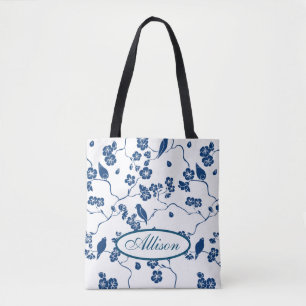 hedendaagse vogels en planten tote bag