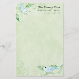 Hedendaagse Vogels 'n Wervelt Groene Stationery Briefpapier