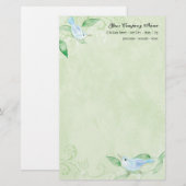 Hedendaagse Vogels 'n Wervelt Groene Stationery Briefpapier (Voorkant / Achterkant)